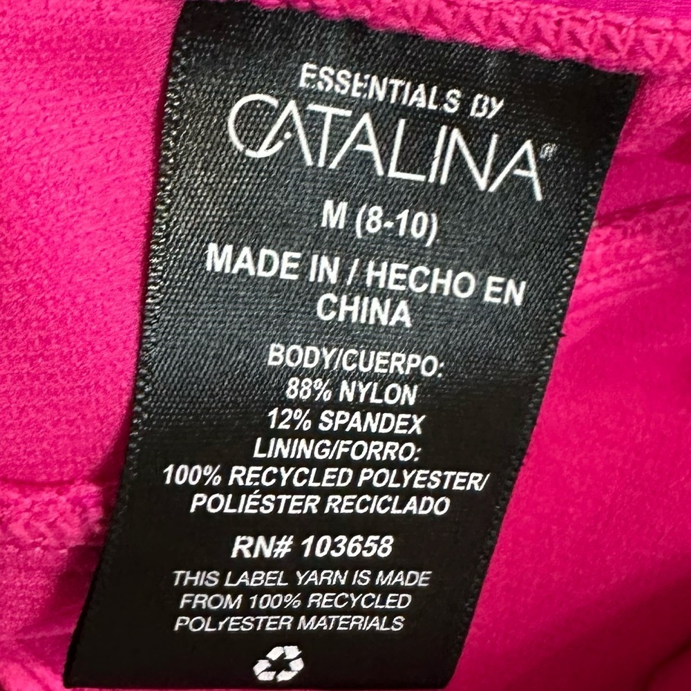 Essentials by CATALINA  Pink One Piece Swimsuit with Ruched Bodice Size M (8-10) - Picture 5 of 9